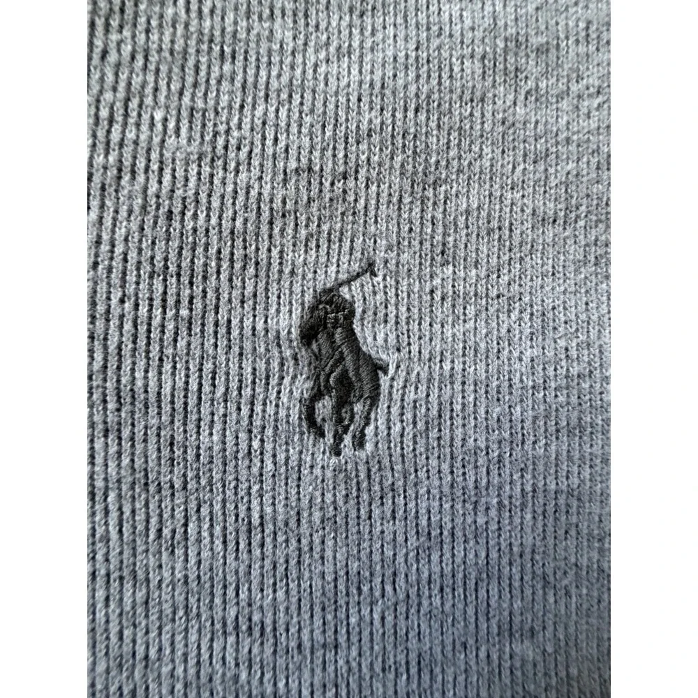Polo Ralph Lauren V Neck Shawl Collar Pullover Shirt Gray Pony Logo Large JBHS